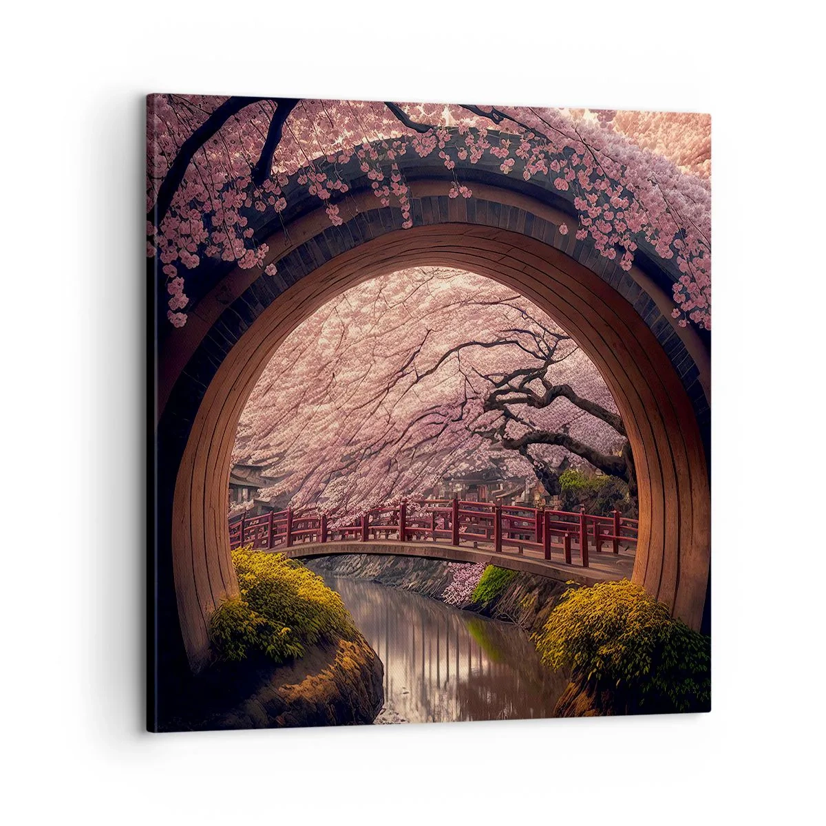 Cuadro sobre lienzo - Impresión de Imagen - Primavera japonesa - 60x60 cm