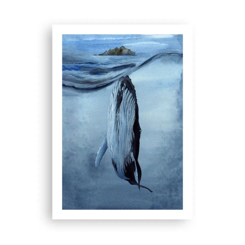 Póster - Una ballena bajo la superficie del océano. - 50x70cm - Dos mundos del norte - Decoración de pared moderna para salón y dormitorio ARTTOR