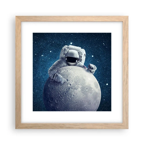Póster en marco roble claro - Bromista espacial - 30x30 cm