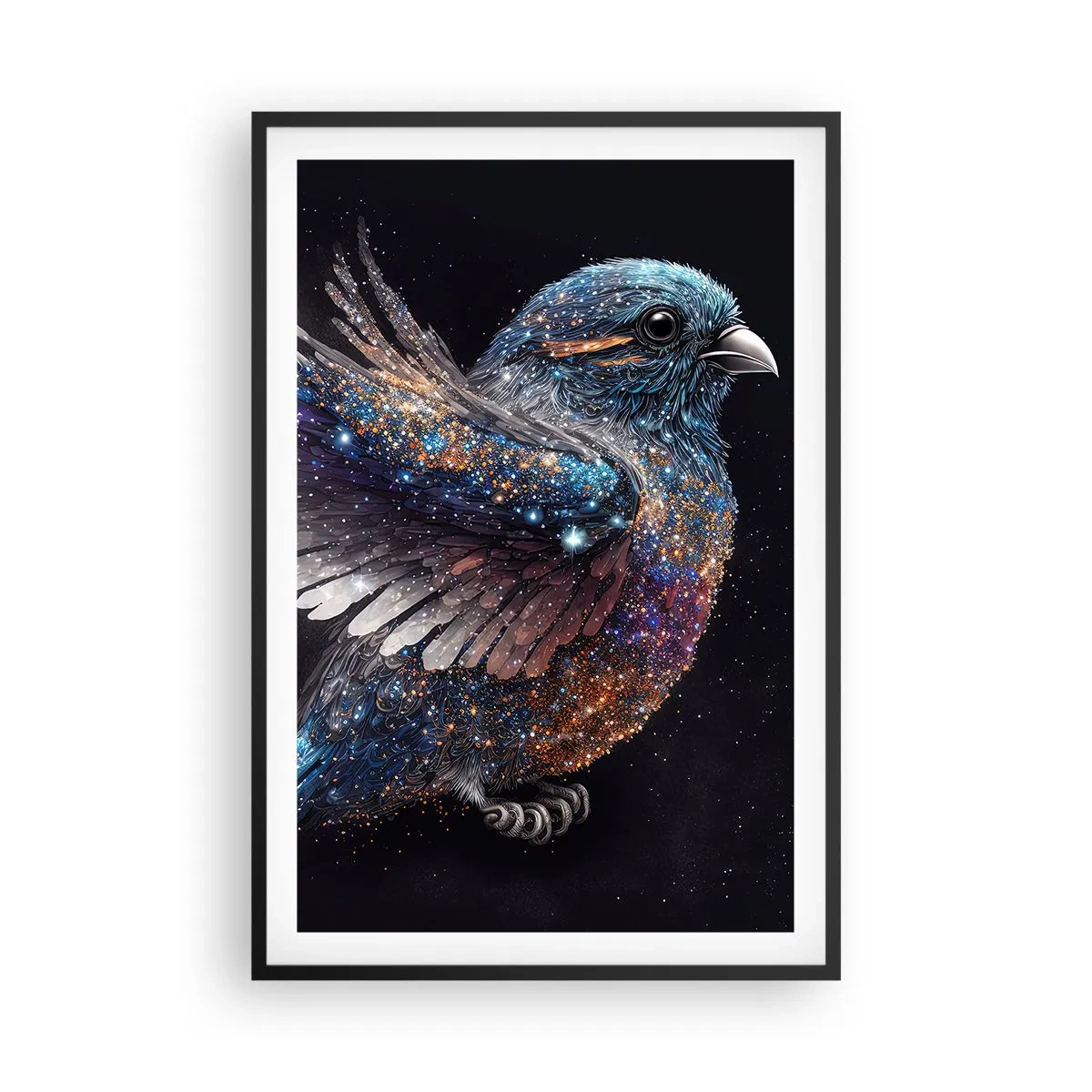 Póster en marco negro - Gorrión de diamante - 61x91 cm