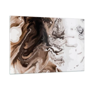 Cuadro sobre vidrio - Impresiones sobre Vidrio - Patrón abstracto en tonos oscuros de marrón y blanco. - 120x80cm - Contenencia del color - Decoración de pared moderna para salón y dormitorio ARTTOR