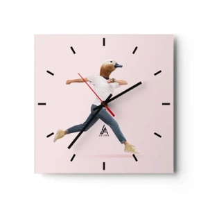 Reloj de pared - Reloj de vidrio - Una figura surrealista con cabeza de pato en movimiento. - 30x30cm - Una pizca de absurdez - Decoración de pared moderna para salón y dormitorio ARTTOR