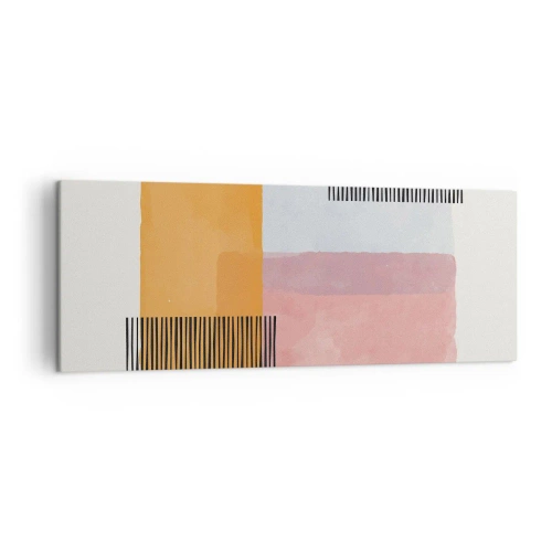 Cuadro sobre lienzo - Impresión de Imagen - Geometría en colores pastel con líneas sobre fondo claro. - 140x50cm - La rectitud - Decoración de pared moderna para salón y dormitorio ARTTOR