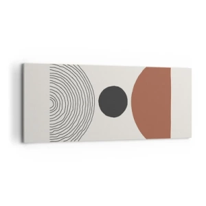 Cuadro sobre lienzo - Impresión de Imagen - Figuras geométricas abstractas en colores cálidos. - 120x50cm - En el centro de la atención - Decoración de pared moderna para salón y dormitorio ARTTOR