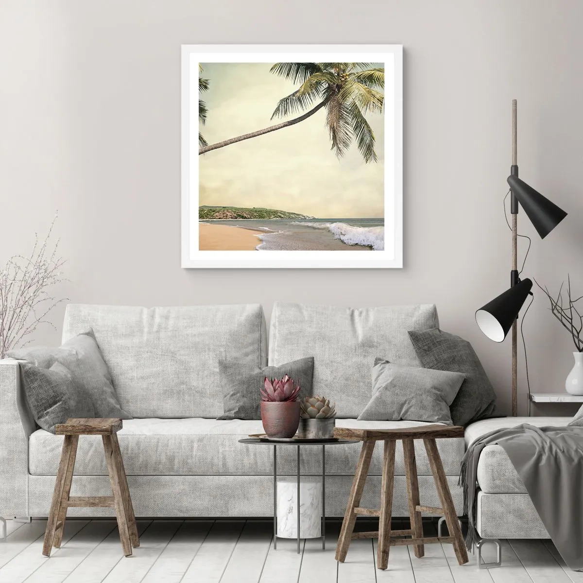 Póster en marco blanco - Sueño tropical - 30x30 cm