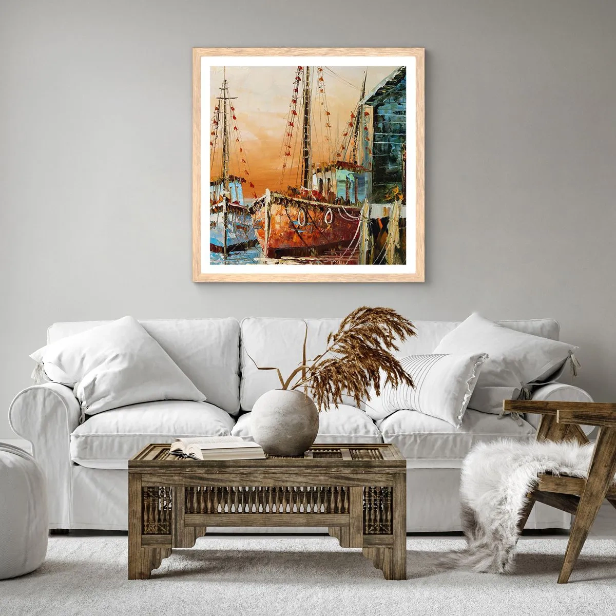 Póster en marco roble claro - Regreso pacífico - 50x50 cm