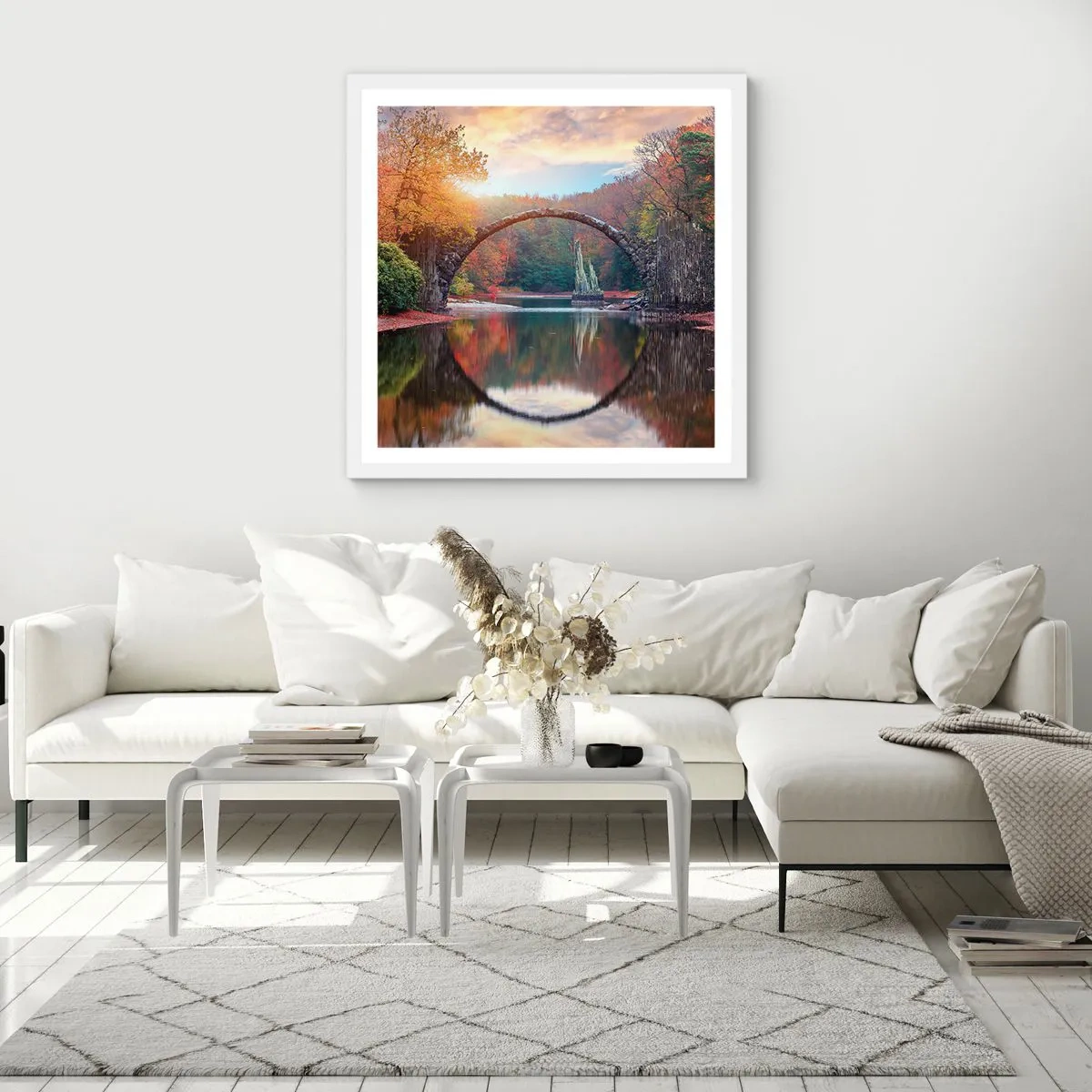 Póster en marco blanco - Al otro lado del espejo - 40x40 cm