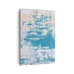 Cuadro sobre lienzo - Impresión de Imagen - Composición abstracta en tonos azules y blancos. - 70x100cm - A través de un carámbano - Decoración de pared moderna para salón y dormitorio ARTTOR