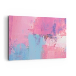 Cuadro sobre lienzo - Impresión de Imagen - Composición abstracta en rosa y azul. - 120x80cm - Rosa, azul y una pizca de luz - Decoración de pared moderna para salón y dormitorio ARTTOR