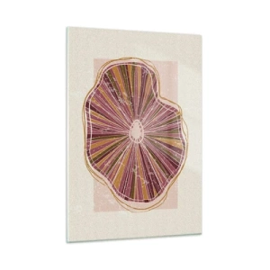 Cuadro sobre vidrio - Impresiones sobre Vidrio - Una forma orgánica radiante en tonos rosa y marrón. - 50x70cm - Abstracción radiante - Decoración de pared moderna para salón y dormitorio ARTTOR