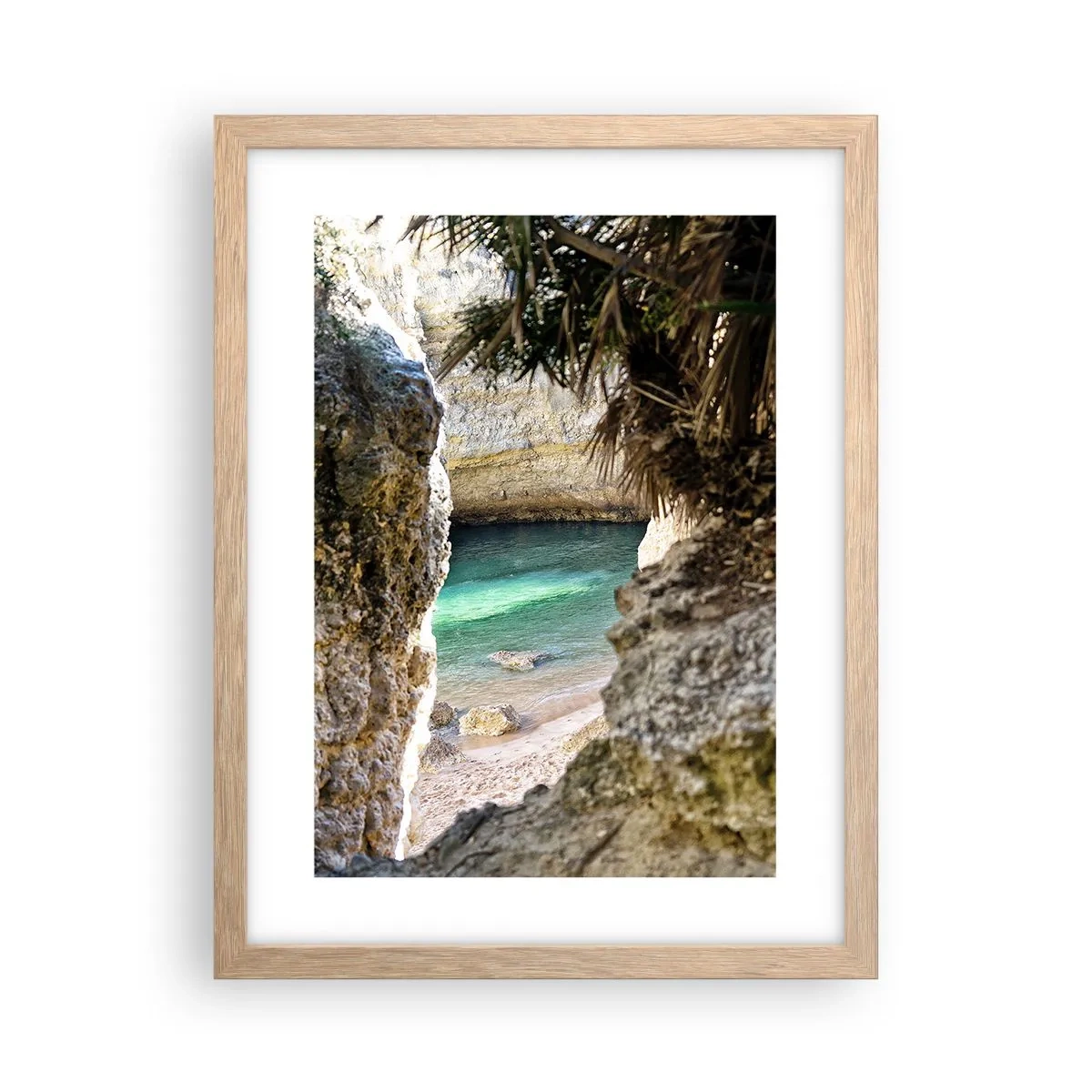 Póster en marco roble claro - Bahía turquesa - 30x40 cm