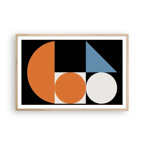 Póster en marco roble claro - Diseño con figuras - 91x61 cm