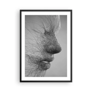 Póster en marco negro - Un perfil facial hecho de líneas finas y texturas. - 50x70cm - Espíritu del viento - Decoración de pared moderna para salón y dormitorio ARTTOR