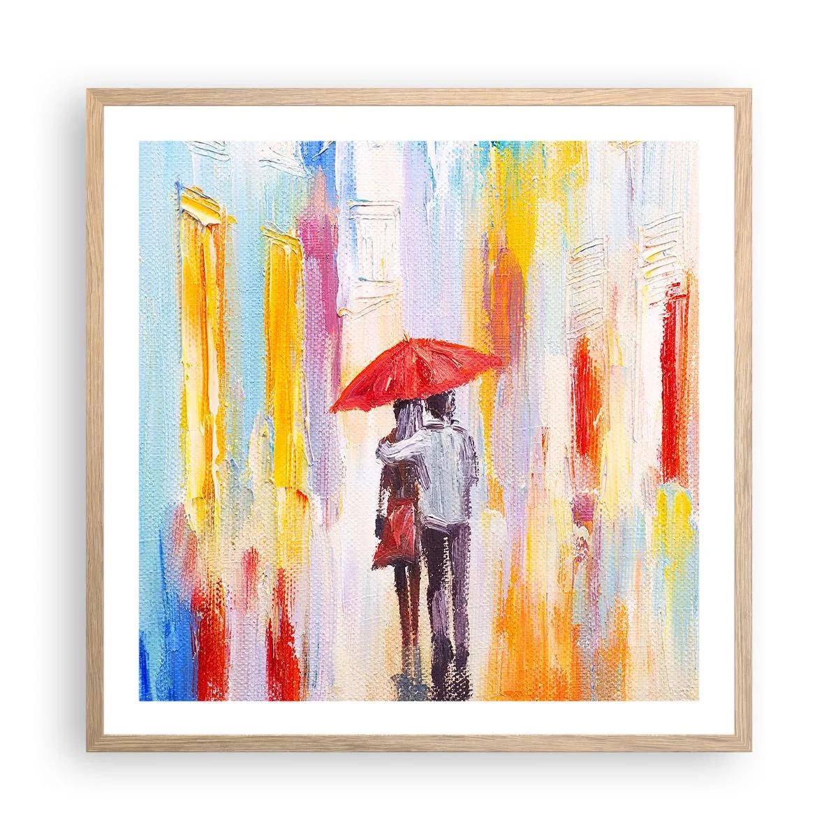 Póster en marco roble claro - Que siga lloviendo - 60x60 cm