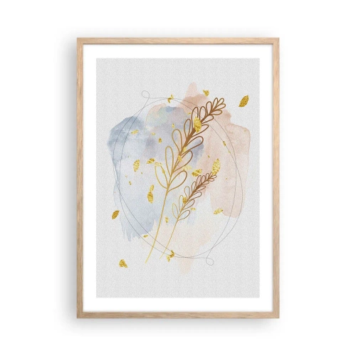 Póster en marco roble claro - Ráfaga dorada - 50x70 cm