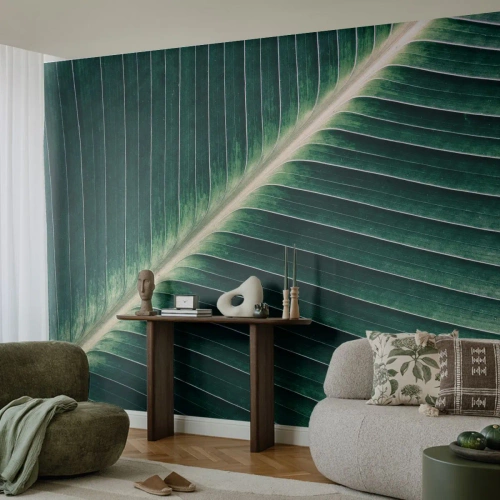 Fotomural Premium Sand - El ritmo de la naturaleza - Abstracción, Hoja verde, Gráficos - 350x256 cm