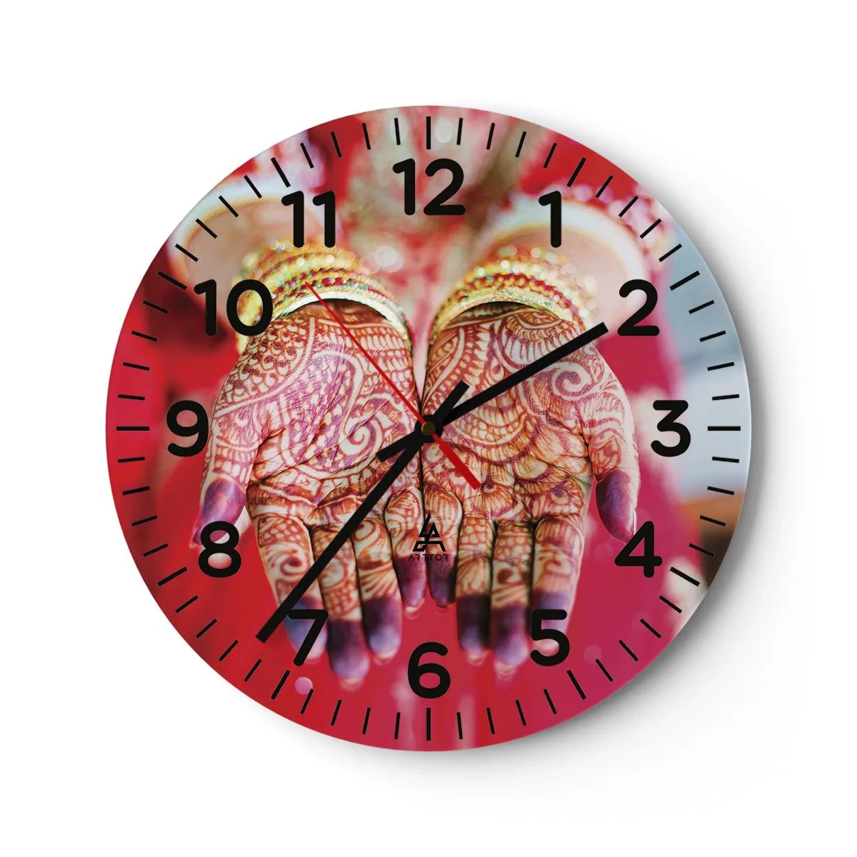 Reloj de pared - Reloj de vidrio - Ritual con las manos - 30x30 cm