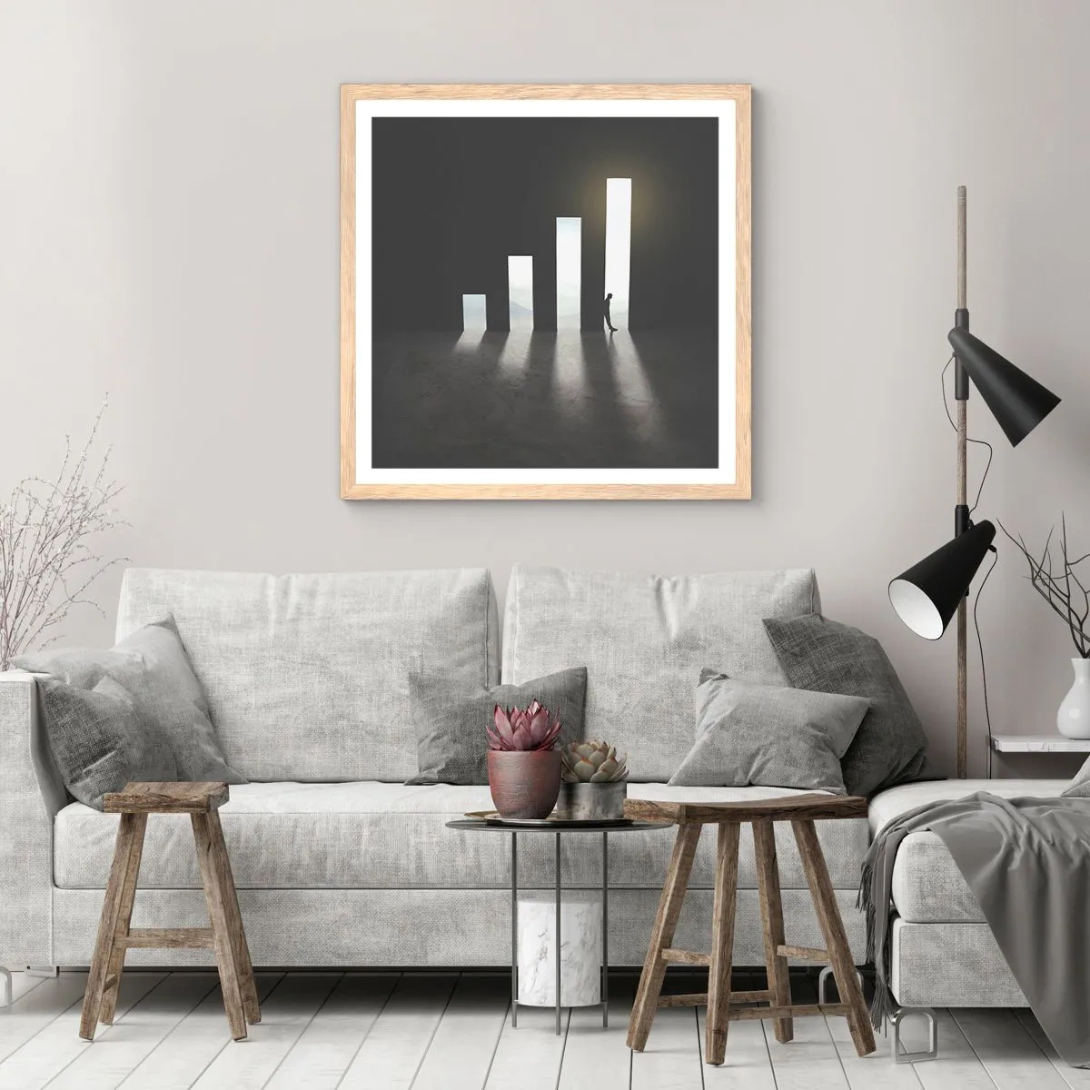 Póster en marco roble claro - El camino del éxito - 60x60 cm