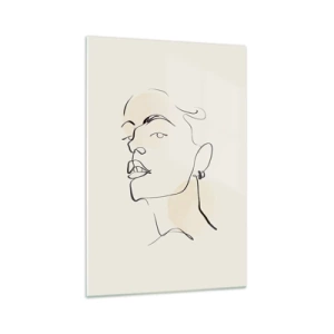 Cuadro sobre vidrio - Impresiones sobre Vidrio - Boceto minimalista del rostro de una mujer. - 70x100cm - Una mirada orgullosa - Decoración de pared moderna para salón y dormitorio ARTTOR