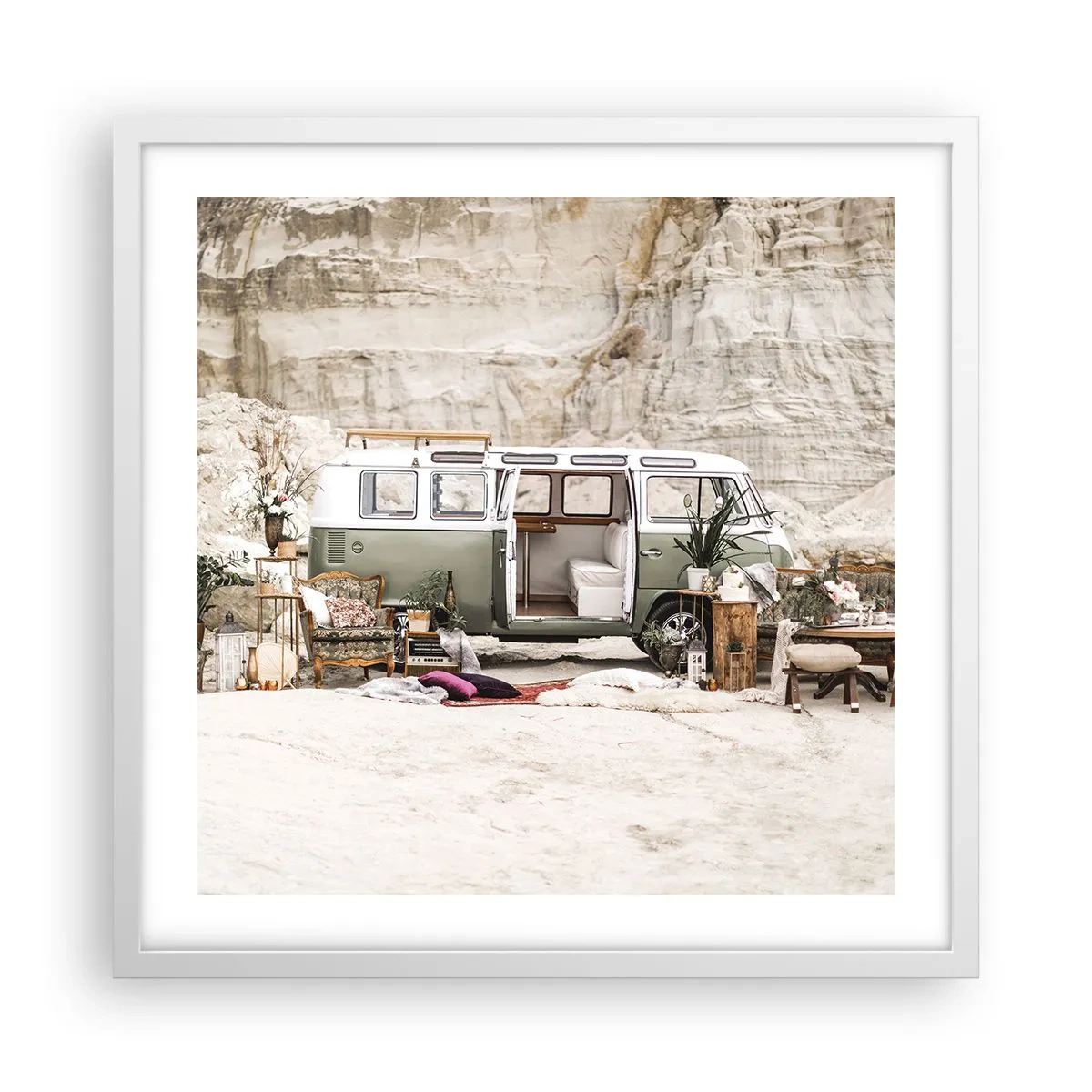 Póster en marco blanco - Hora de empezar el viaje - 50x50 cm