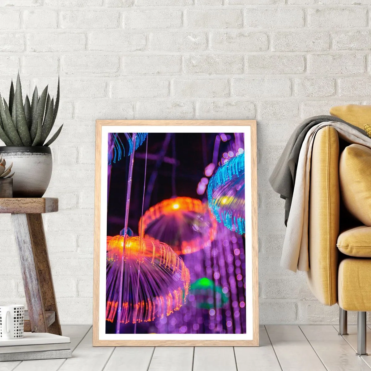 Póster en marco roble claro - Fuente luminosa - 70x100 cm