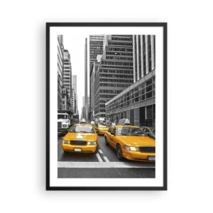 Póster en marco negro - Taxis amarillos en las calles de Nueva York - 50x70cm - Nosotros somos los que damos color a la ciudad - Decoración de pared moderna para salón y dormitorio ARTTOR