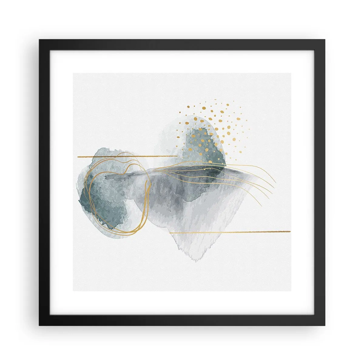 Póster en marco negro - Sobre la relación entre el gris y el oro - 40x40 cm