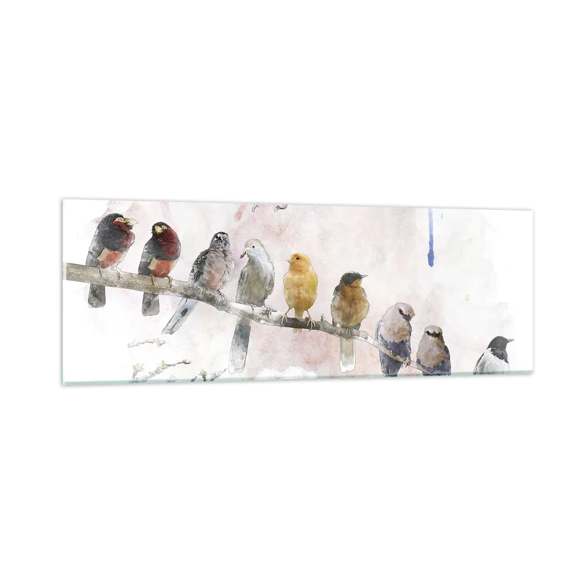 Cuadro sobre vidrio - Impresiones sobre Vidrio - Reunión alada - 90x30 cm