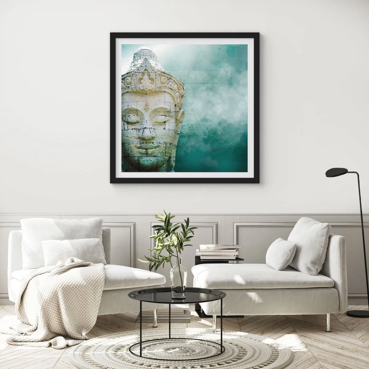 Póster en marco negro - Buscando la luz - 50x50 cm