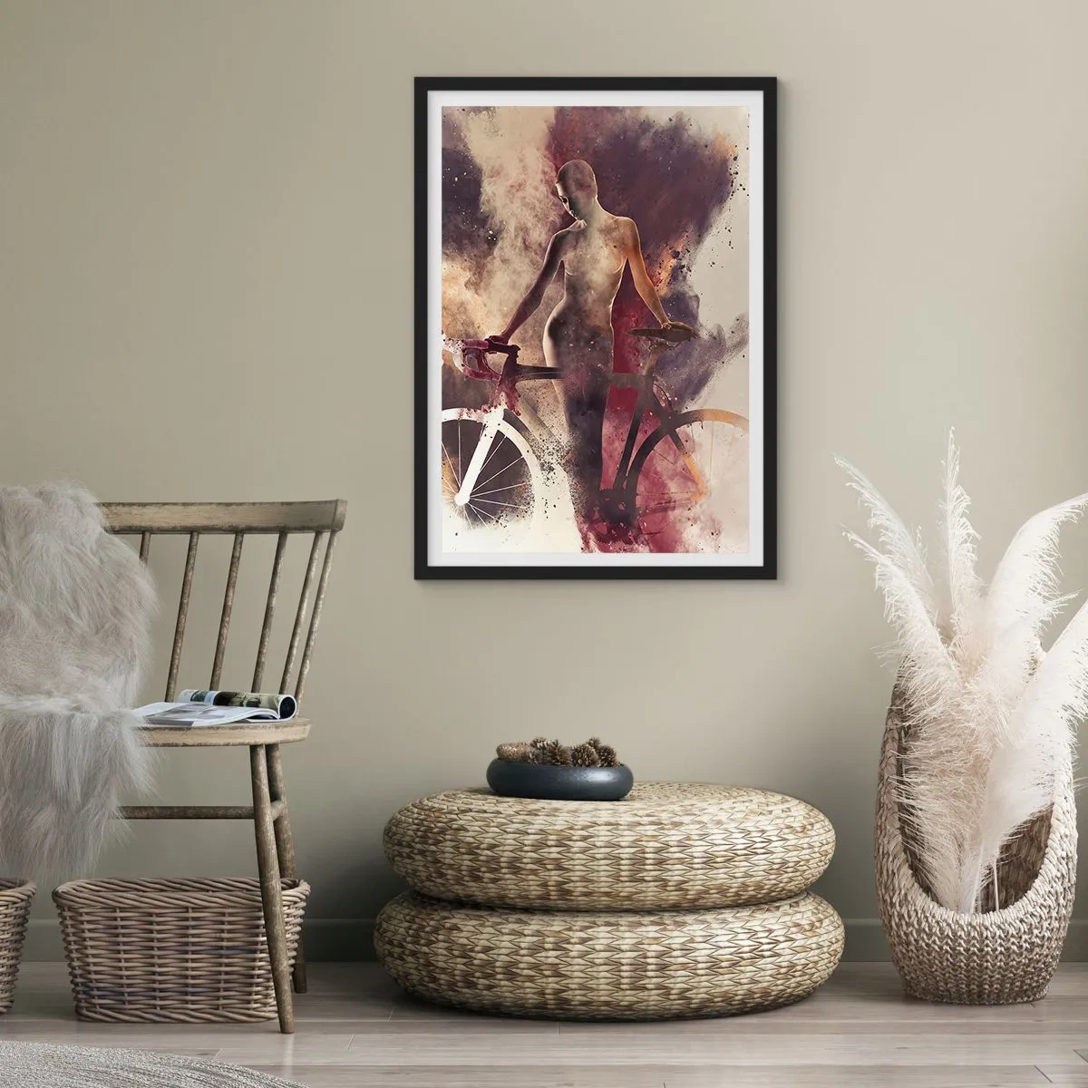 Póster en marco negro - En las formas de mármol un alma ciclista - 70x100 cm