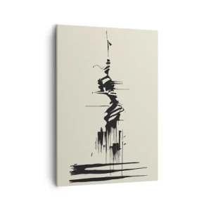 Cuadro sobre lienzo - Impresión de Imagen - Abstracción minimalista con líneas negras sobre un fondo claro. - 50x70cm - Abstracción apresurada - Decoración de pared moderna para salón y dormitorio ARTTOR