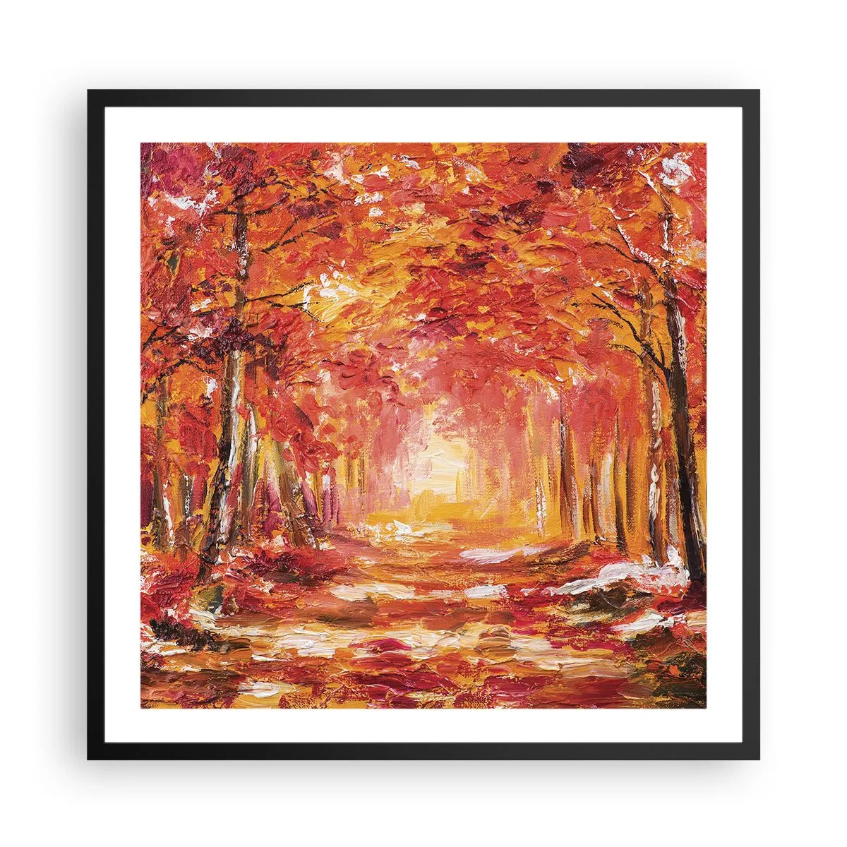 Póster en marco negro - Bosque de cobre - 60x60 cm