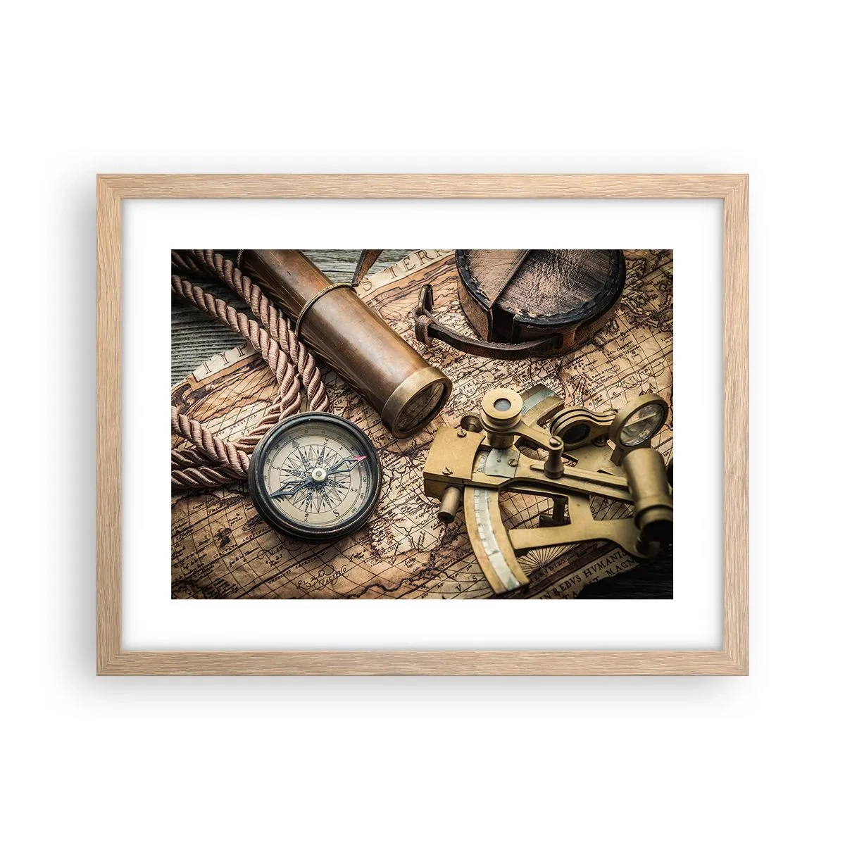 Póster en marco roble claro - Establecer un rumbo - 40x30 cm
