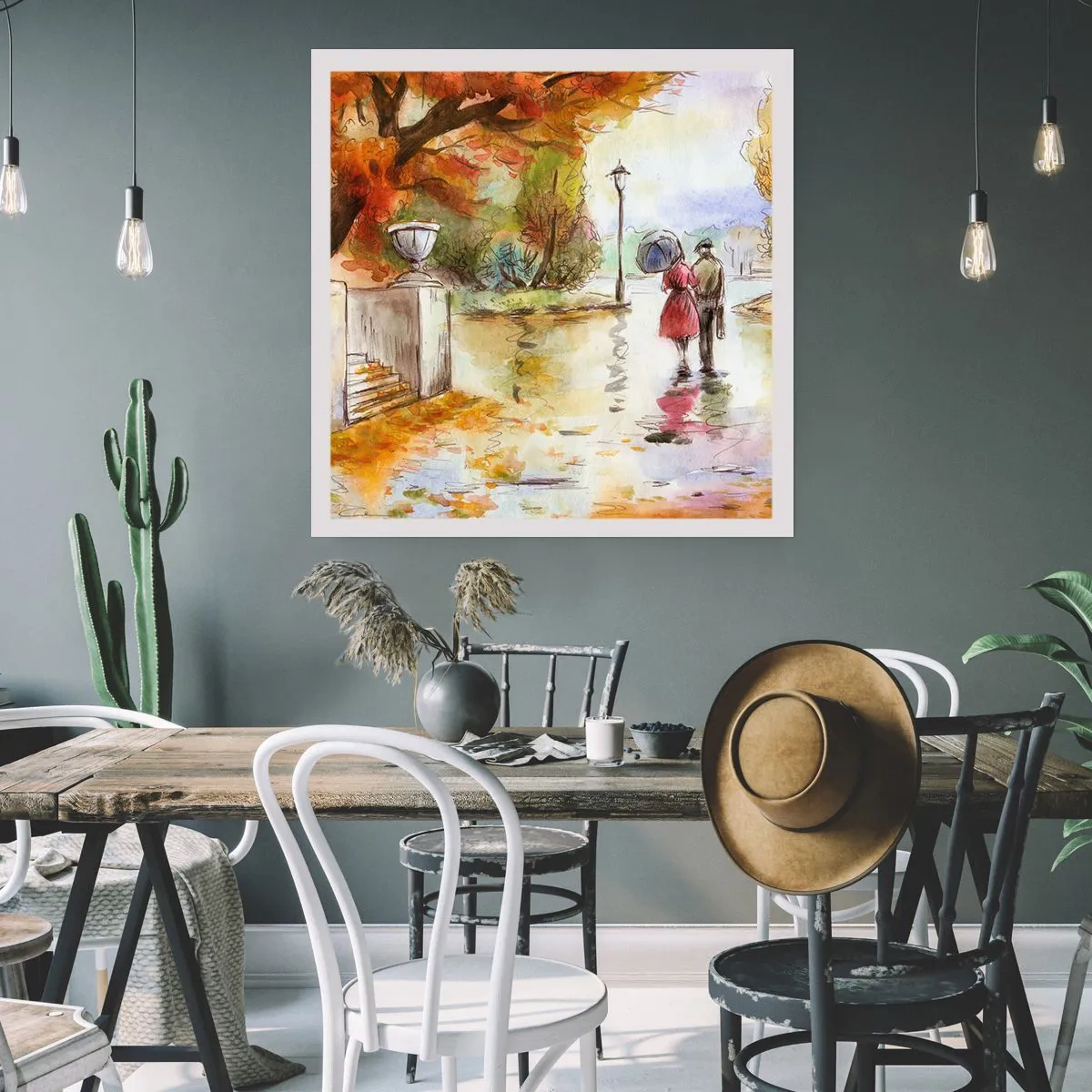 Póster - Un otoño romántico en el parque - 60x60 cm