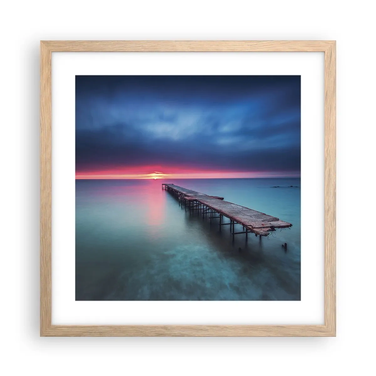 Póster en marco roble claro - Entre el cielo y el agua - 40x40 cm