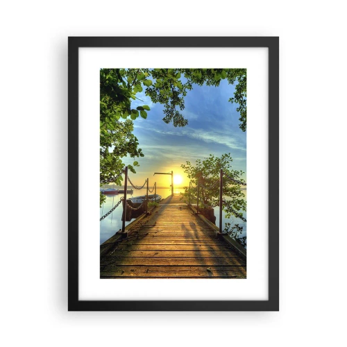 Póster en marco negro - Atardecer junto al agua - 30x40 cm
