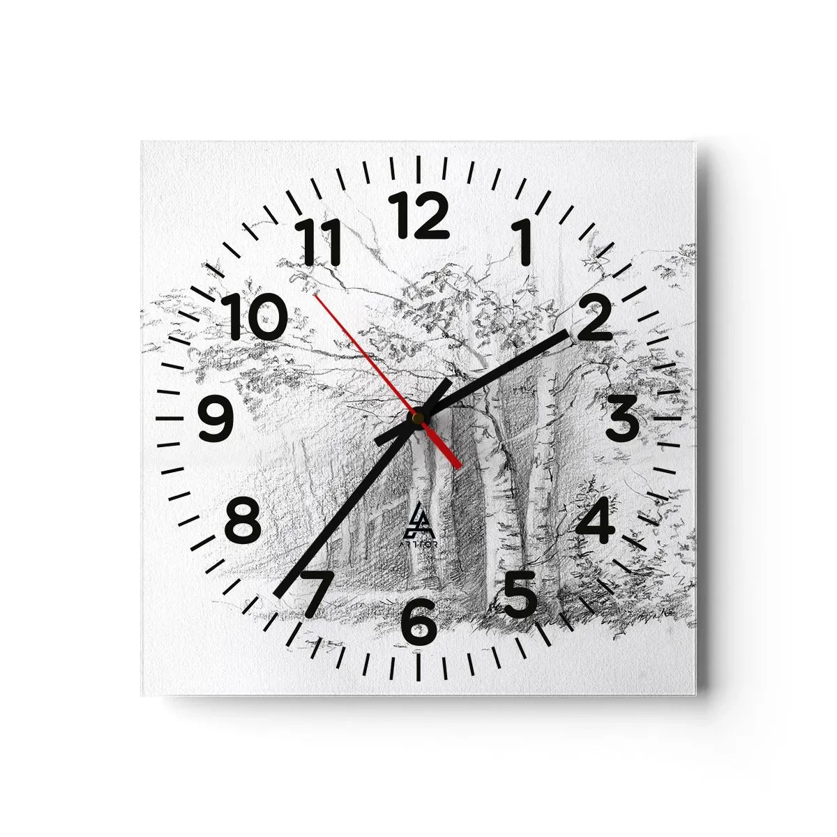 Reloj de pared - Reloj de vidrio - La luz de un bosque de abedules - 30x30 cm