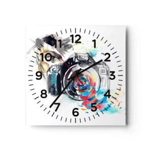 Reloj de pared - Reloj de vidrio - En el objetivo - 30x30 cm