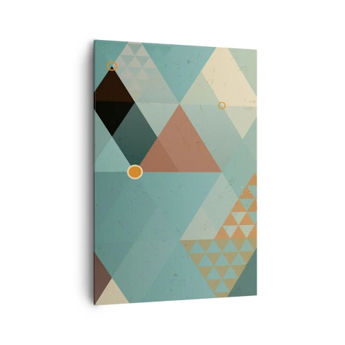 Cuadro sobre lienzo - Impresión de Imagen - Patrones geométricos en tonos turquesa y marrón. - 70x100cm - Uno para todos y todos para uno - Decoración de pared moderna para salón y dormitorio ARTTOR