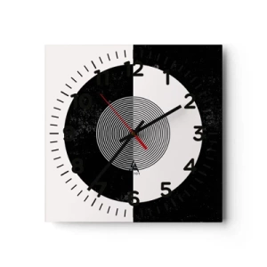 Reloj de pared - Reloj de vidrio - Armonía en blanco y negro - 30x30 cm