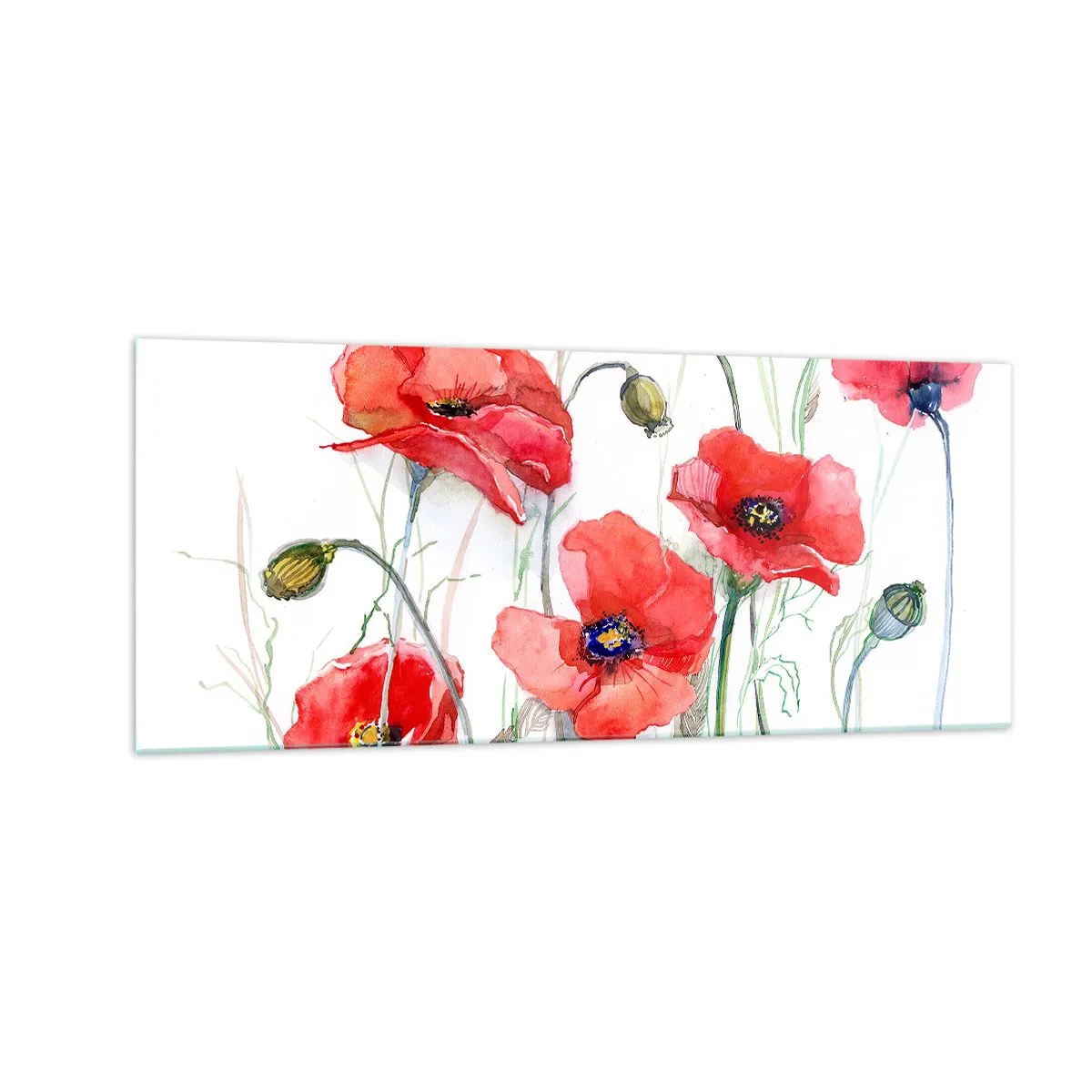 Cuadro sobre vidrio - Impresiones sobre Vidrio - Flores polacas - 100x40 cm