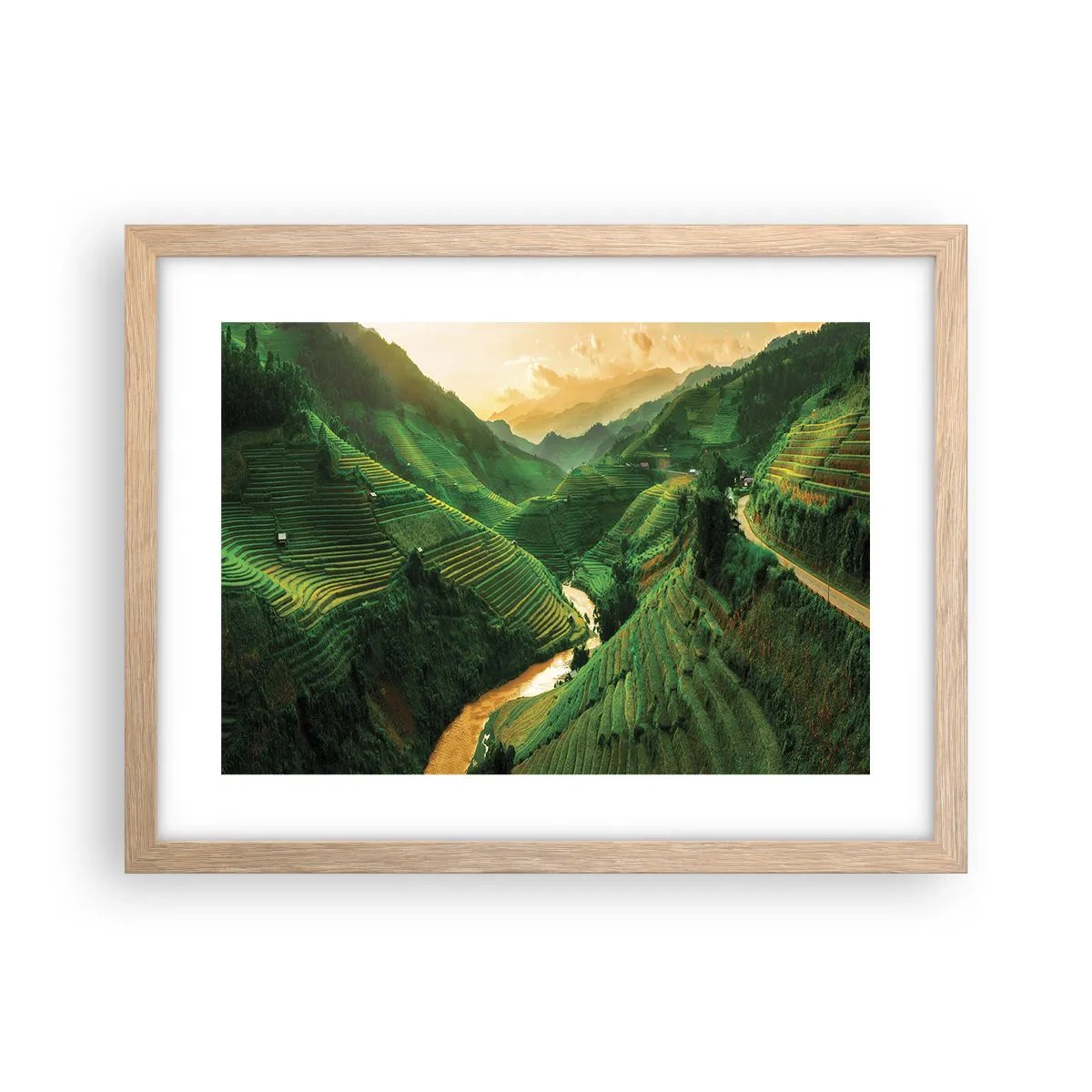 Póster en marco roble claro - Valle vietnamita - 40x30 cm