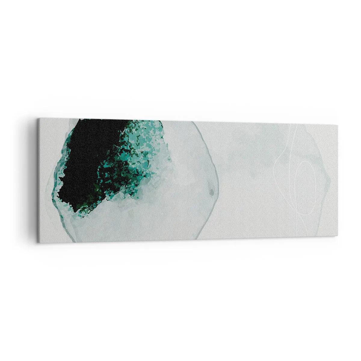 Cuadro sobre lienzo - Impresión de Imagen - Gota de agua abstracta con tonos de verde y negro. - 140x50cm - En una gota de agua - Decoración de pared moderna para salón y dormitorio ARTTOR