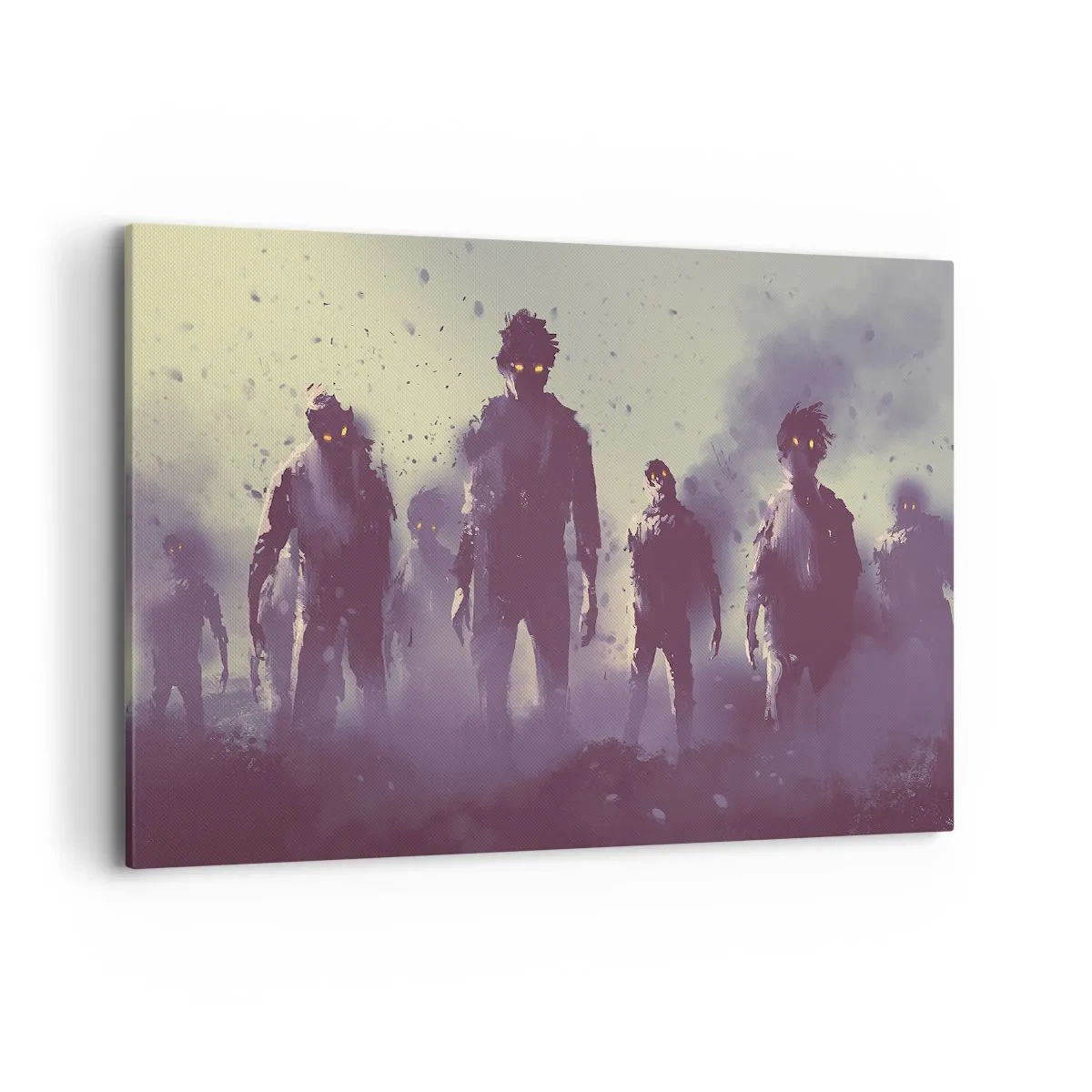 Cuadro sobre lienzo - Impresión de Imagen - Escena oscura con siluetas con ojos amarillos. - 100x70cm - ¡Cuidado! Aquí vienen - Decoración de pared moderna para salón y dormitorio ARTTOR