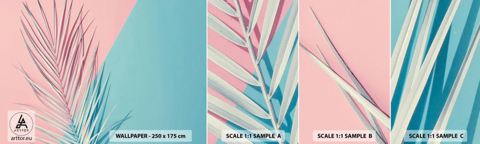 Muestra de fotomural autoadhesivo Deluxe Sticker - Impresión tropical - Hoja de palma, Abstracción, Gráficos - 100x30 cm