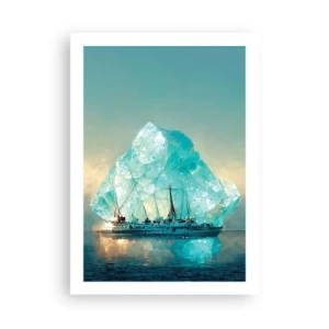 Póster - Un barco cerca de un iceberg gigante - 50x70cm - Diamante ártico - Decoración de pared moderna para salón y dormitorio ARTTOR