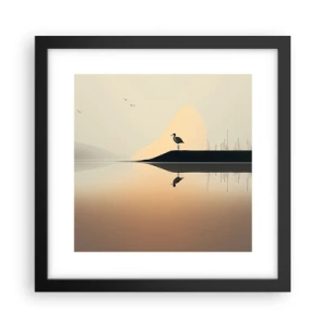 Póster en marco negro - Un caballero en el lago - 30x30 cm