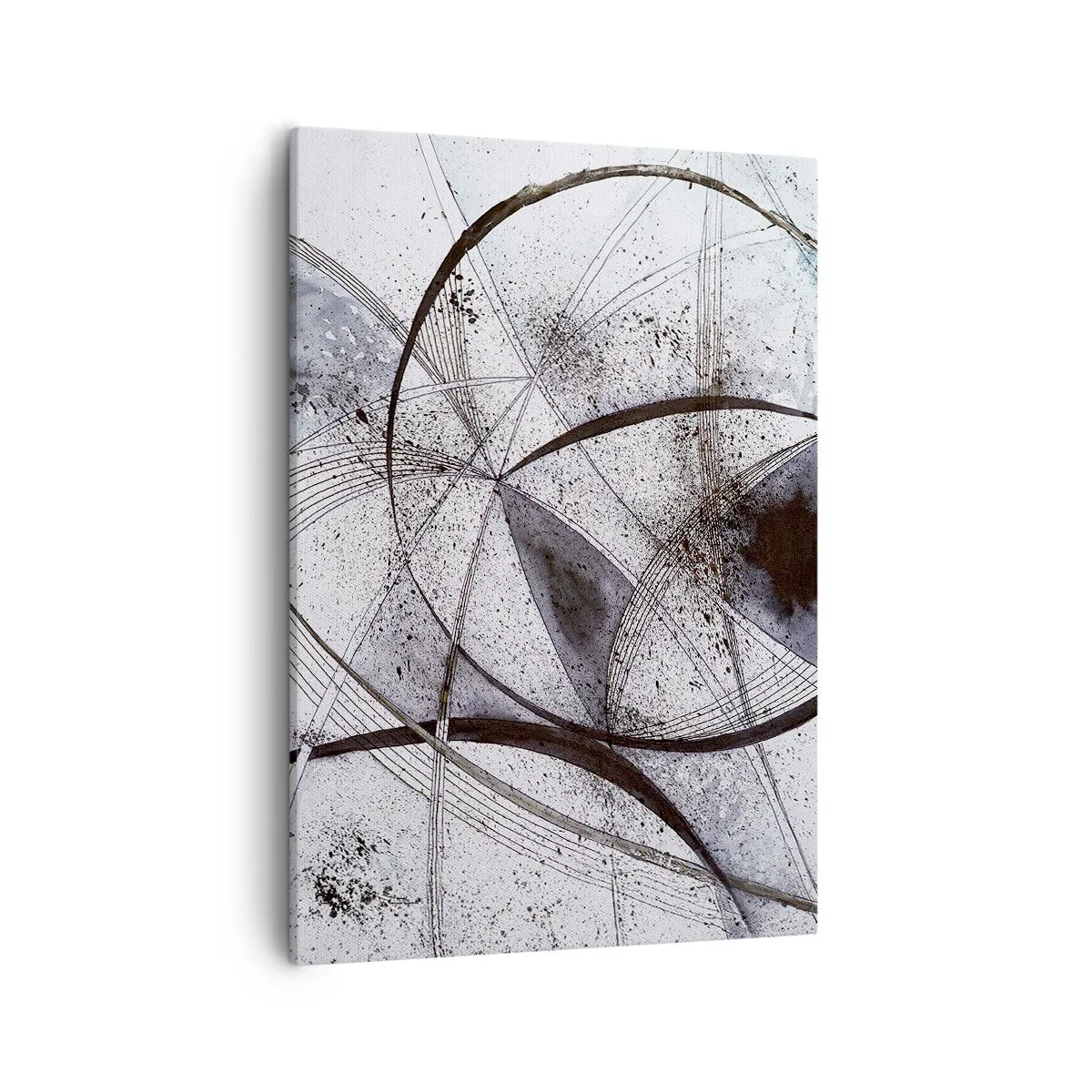 Cuadro sobre lienzo - Impresión de Imagen - Líneas y formas abstractas en tonos de gris y negro. - 50x70cm - Fantasía futurista - Decoración de pared moderna para salón y dormitorio ARTTOR