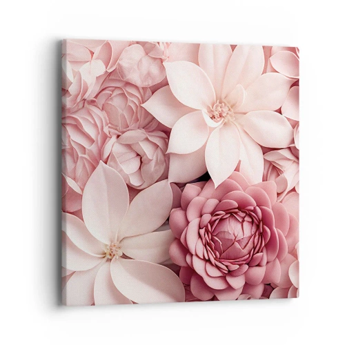 Cuadro sobre lienzo - Impresión de Imagen - Entre pétalos rosas - 40x40 cm