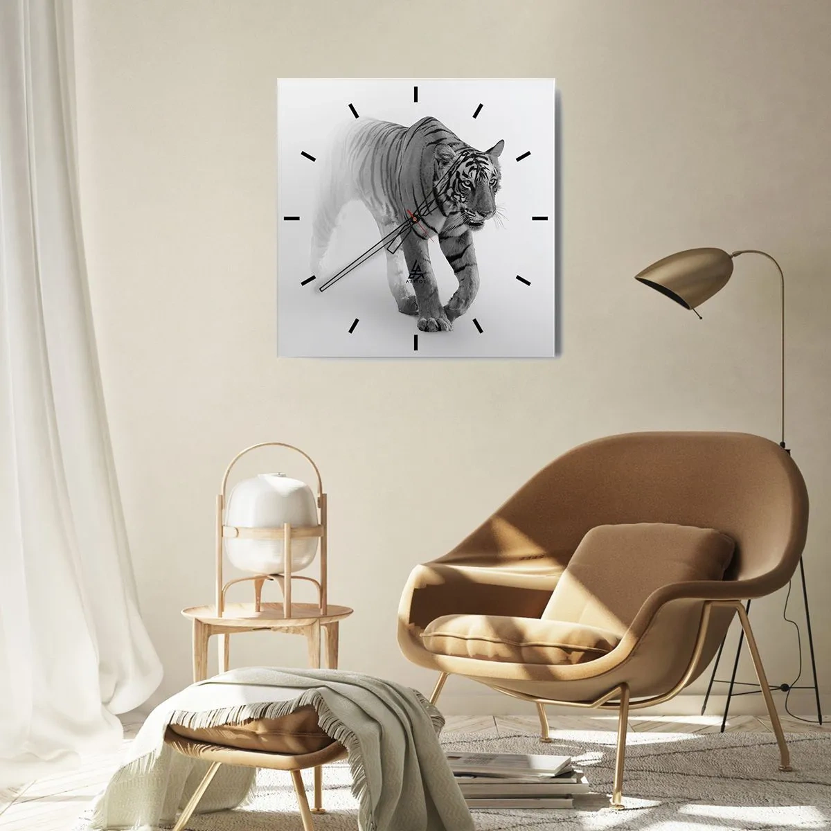 Reloj de pared - Reloj de vidrio - Siempre alerta entre la niebla - 30x30 cm